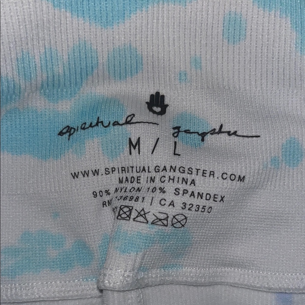 Spiritual Gangster Blue and White Tie-Dye Bike Shorts - Picture 2 of 2
